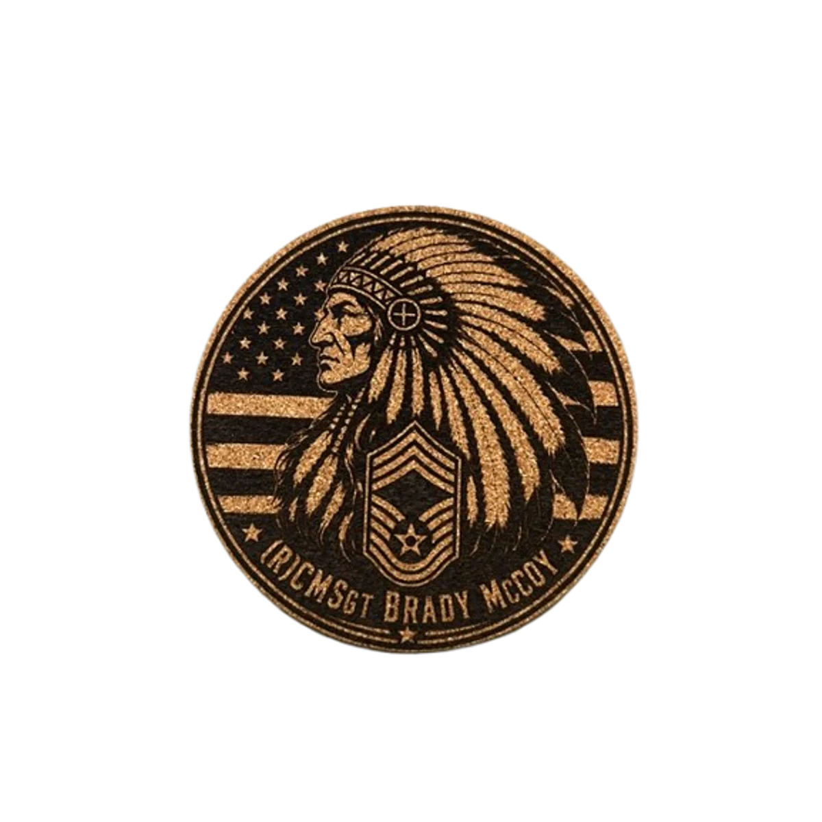 Personalized Military Cork Coaster — Round