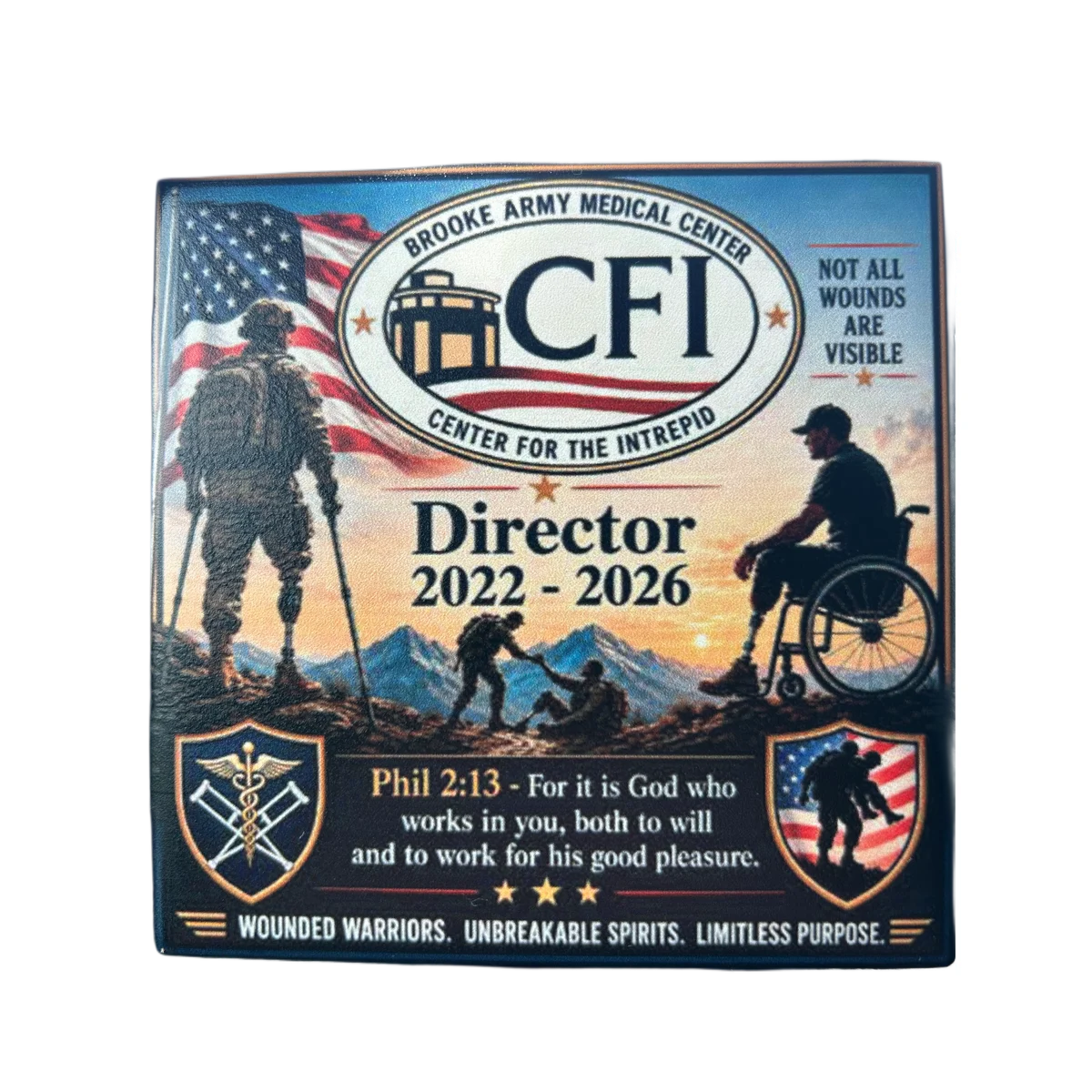 Custom UV Printed Ceramic Coaster — Service Award