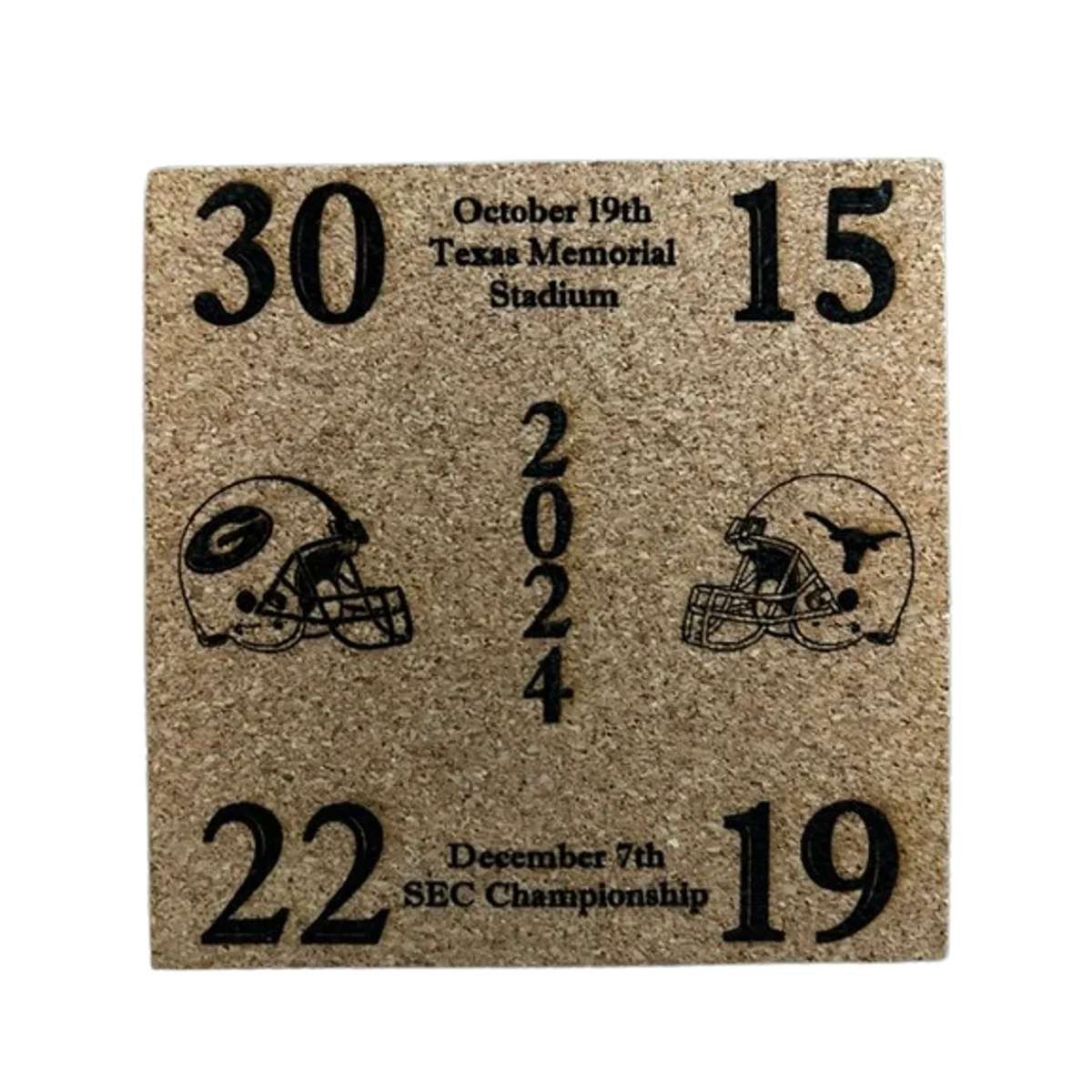 Engraved Cork Back — Game Day Keepsake